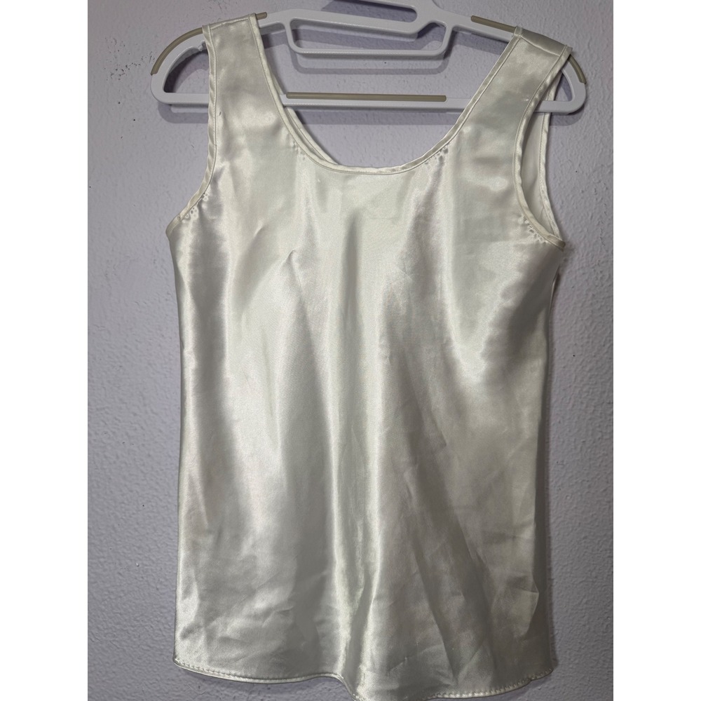 Vintage Night Magic Cinema Etoile Satin Tank Top Ivory Coquette Y2K Layering S - Picture 1 of 5